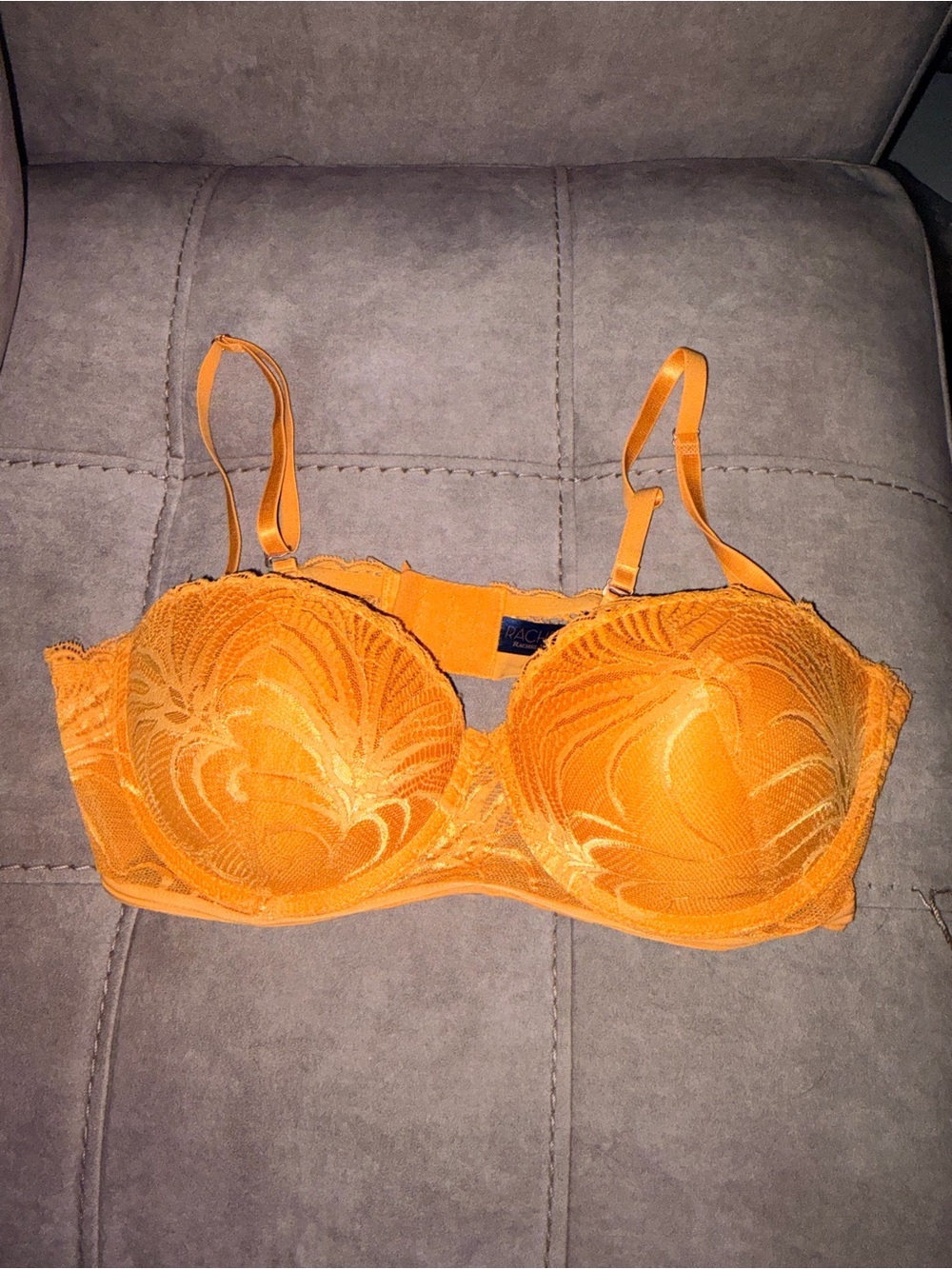 Rachel Zoe Vibrant Orange Lace Balconette Bra with Underwire